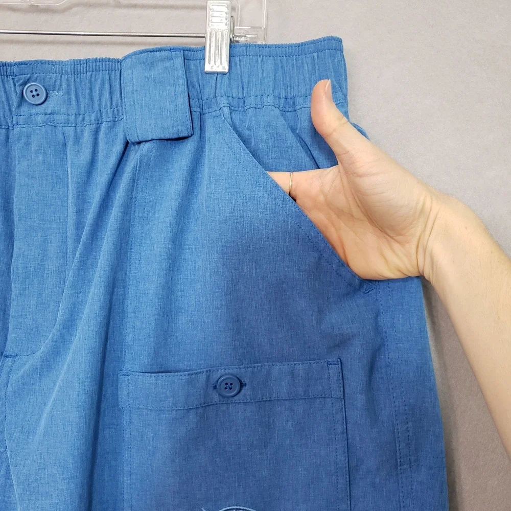 AFTCO Mens 38 Fishing Shorts Blue Stretch Performance Cargo Utility Outdoor